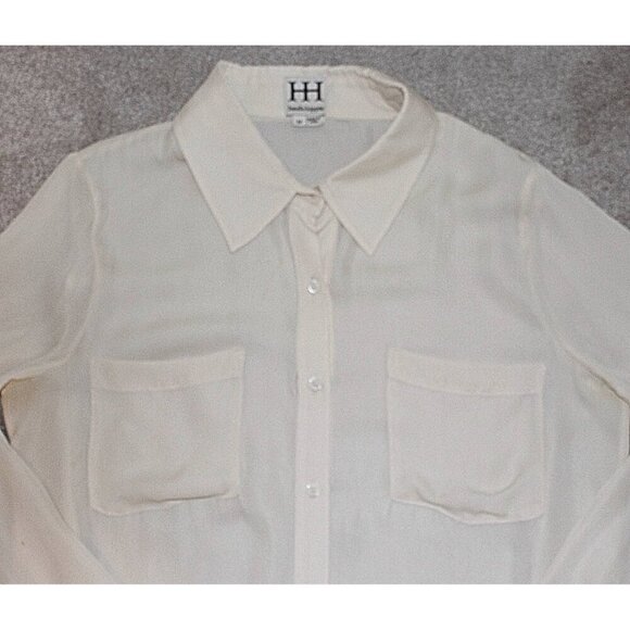 Haute Hippie - High Quality Silk Blouse w/ Front Patch Pockets, Ivory, Med -$275 - Picture 6 of 9